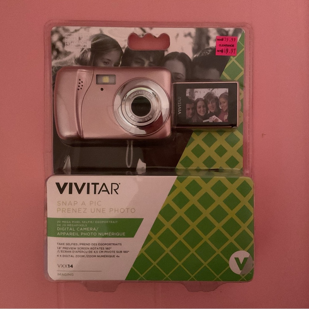 Vivitar Pink Compact Digital Camera with Flip LCD New